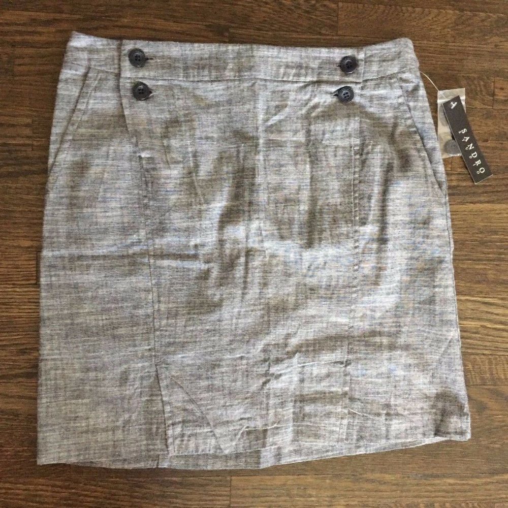 NWT SANDRO STUDIO Deco Buttons Pocket Skirt